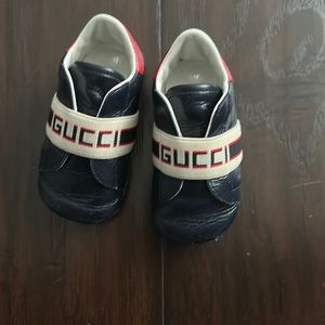 Gucci Navy, White & Red Baby Walker Shoes